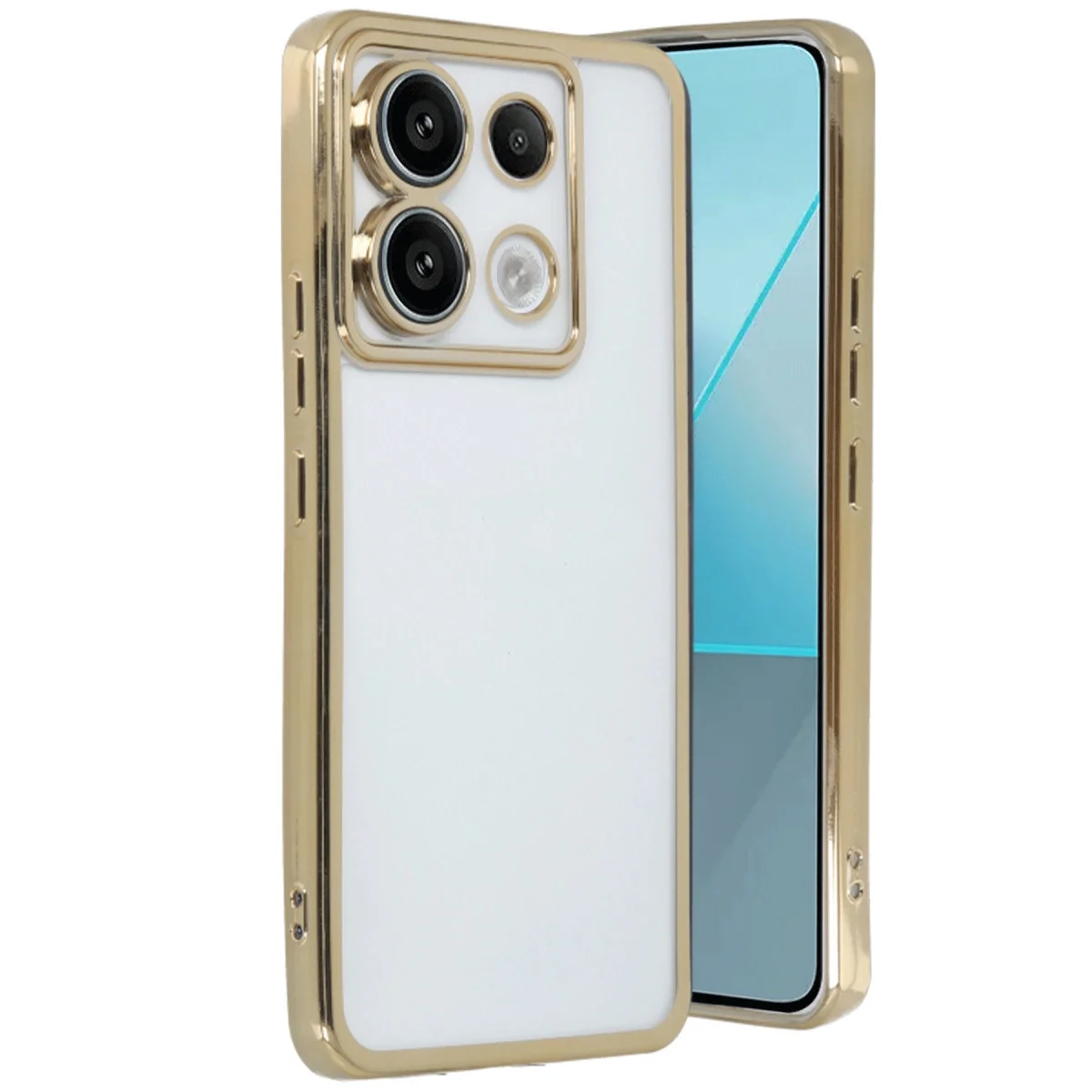 Xiaomi Poco X6 Kılıf Razer Lensli Silikon - Gold