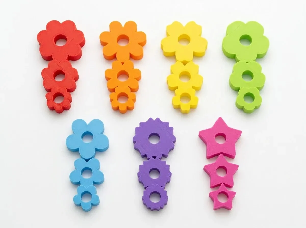 3D Baskı Saksıda Çiçek Puzzle Tahtası - Katmanlı Çiçek İnşa Etme ve Renk Eşleştirme Seti, Montessori Oyuncak görsel 3