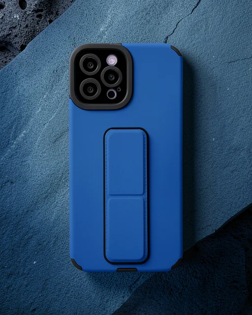 Apple İphone 12 Pro Max Kılıf Mega Standlı Silikon - Mavi