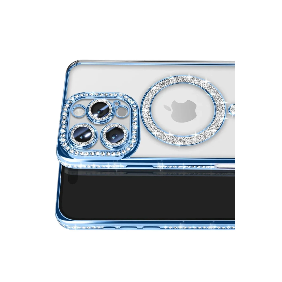 Apple İphone 16 Pro Max Kılıf Joke Simli Magneticsafe Kılıf - Mavi görsel 2