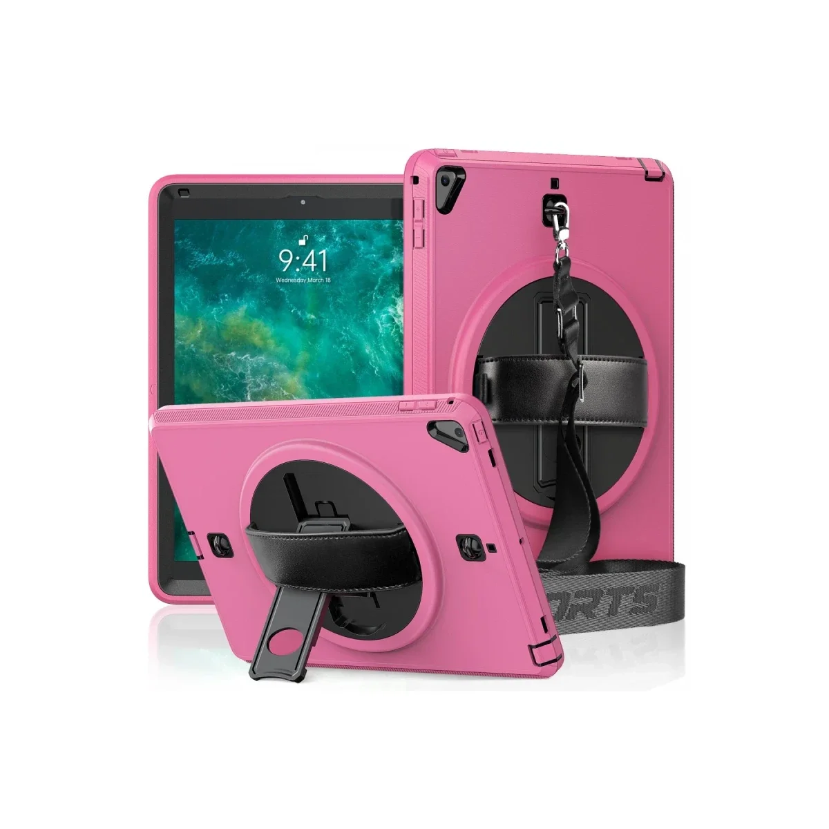 Apple iPad 5 Air 9.7 Kılıf Strap-C Otterbox Tablet Kapak - Pembe