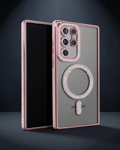Samsung Galaxy S25 Ultra Kılıf Joke Simli Magneticsafe Kılıf - Pembe
