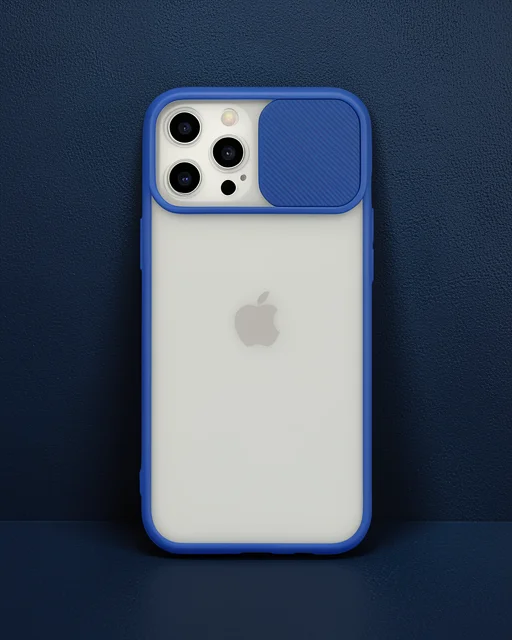 Apple İphone 12 Pro Max Kılıf Palm Buzlu Kamera Sürgülü Silikon - Lacivert