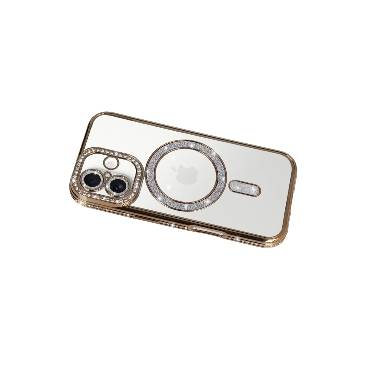 Apple İphone 17 Joke Simli Magneticsafe Kılıf - Gold görsel 3