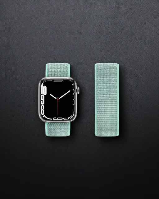 Apple Watch 42mm Hasırlı Cırtcırtlı Kordon - Turkuaz