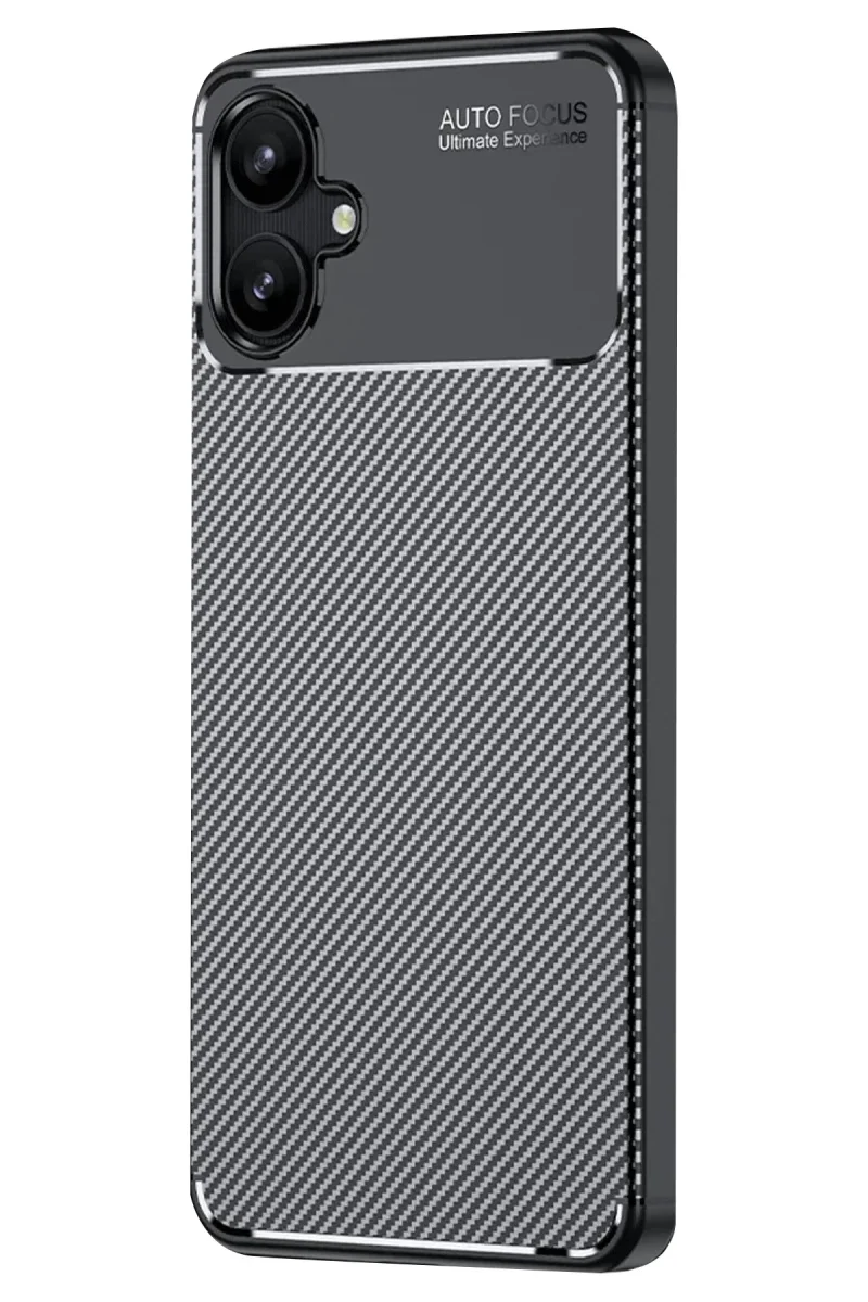 Samsung Galaxy A06 Kılıf Auto Focus Karbon Kapak - Siyah görsel 2
