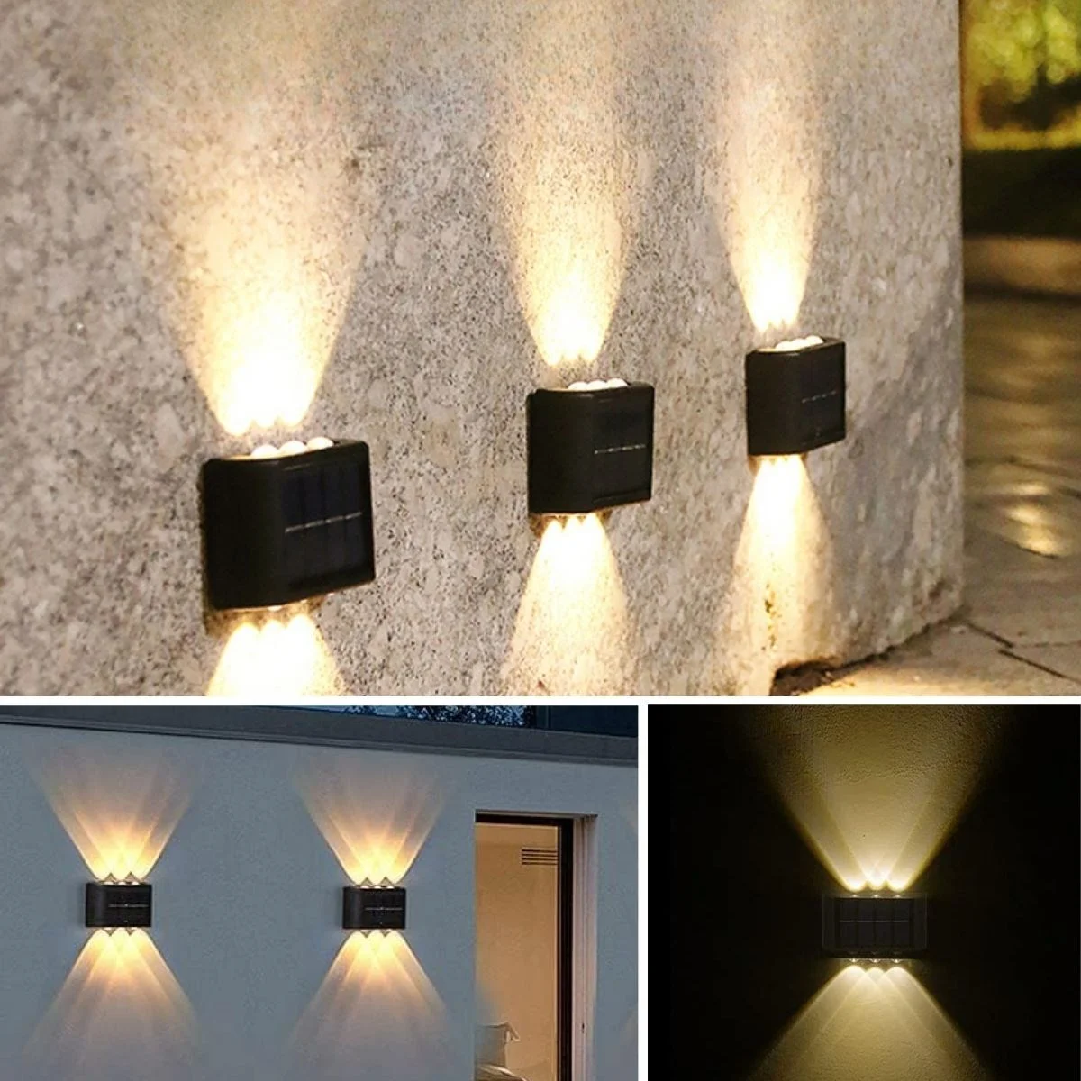 6 Ledli Solar Güneş Enerjili Aplik Led, Dekoratif Duvar Monteli Gün Işığı Led görsel 3