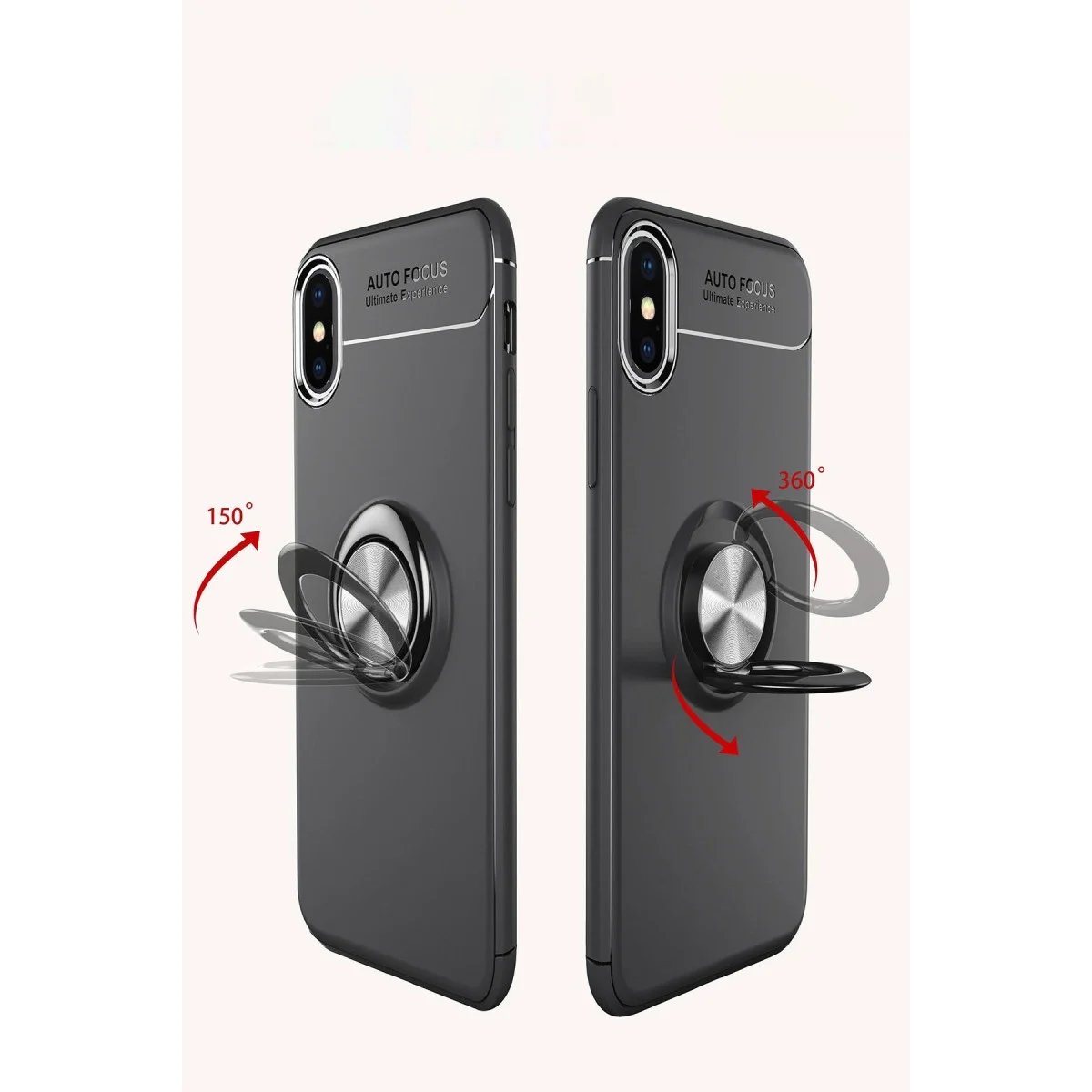 Apple İphone Xs Max Kılıf Range Yüzüklü Silikon - Siyah-gold görsel 4