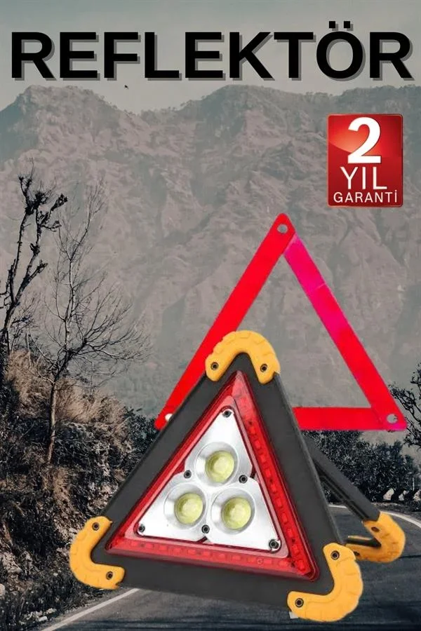 Solar Şarjlı Çok Fonksiyonlu Reflektör Işıklı Ikaz Lambası Acil Durum Reflektörü Acil Durum Uyarı Lambası görsel 2