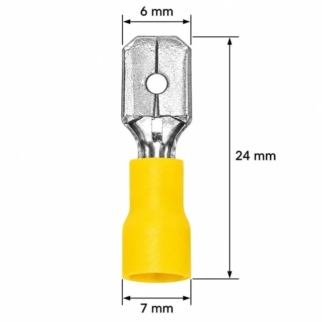 PM-39081 4-6mm2 Kesit 24x7x6mm Soket Sarı İzoleli Kablo Pabucu (100’lü Paket) görsel 3