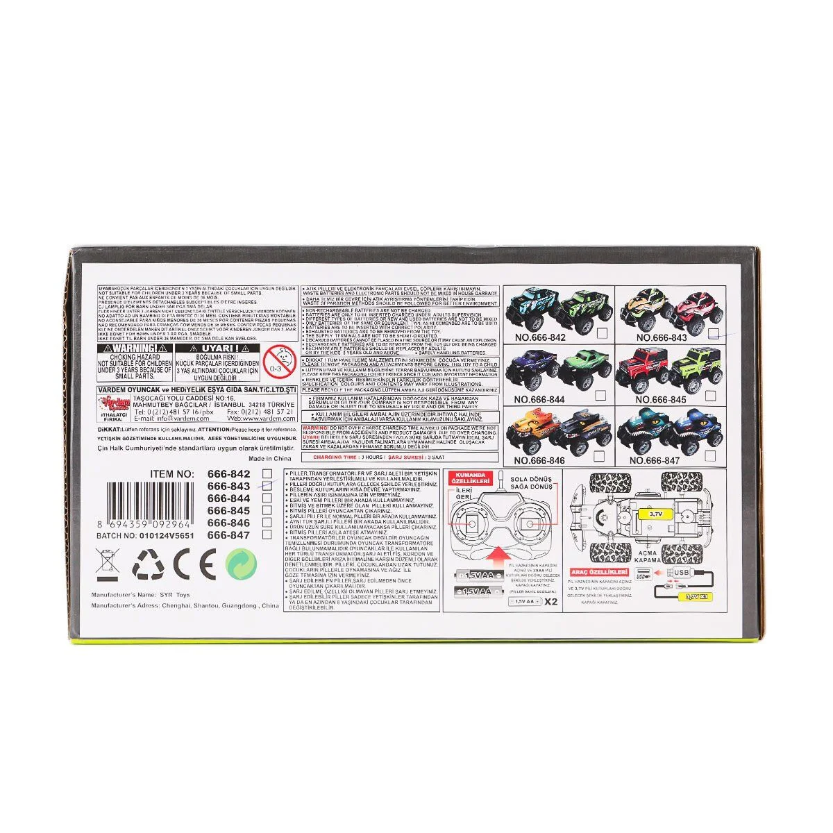 SYR-666-842-3-4-5-6-7 Kumandalı Şarjlı Rover Off Road Işıklı araba 1:24 -Vardem Oyuncak görsel 8