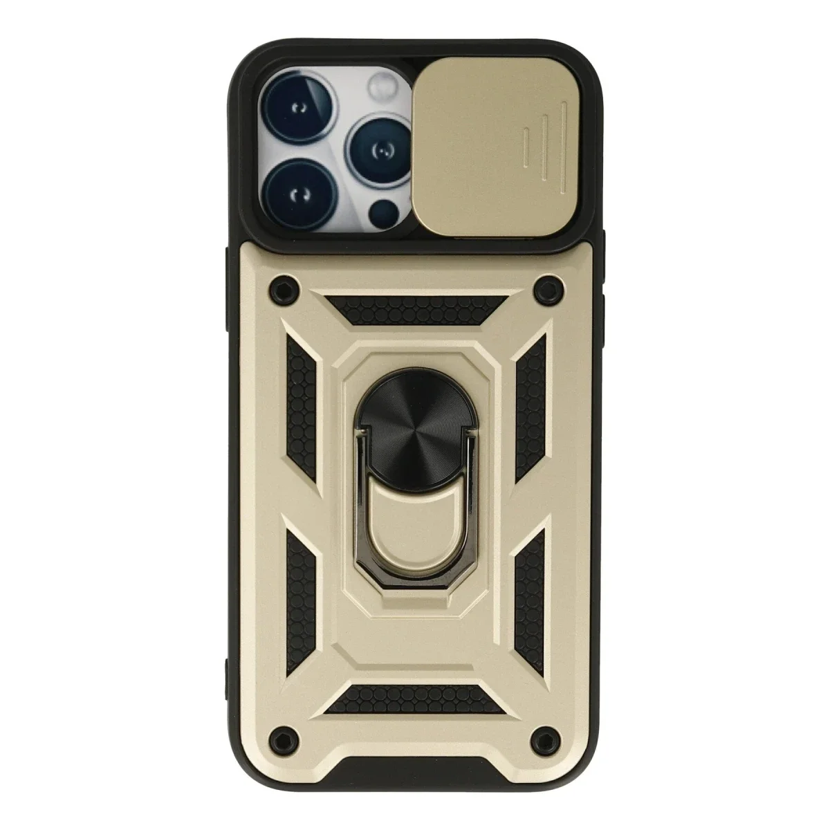 Apple iPhone 13 Pro Kılıf Pars Lens Yüzüklü Silikon - Gold