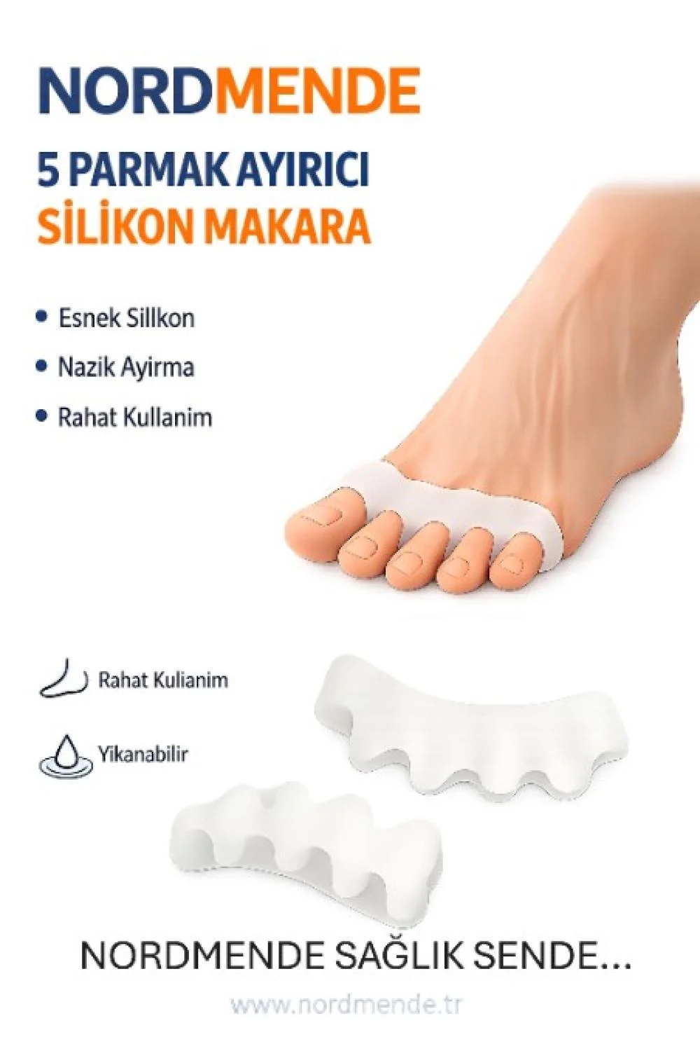 **** NORDMENDE 1164 Silikon Parmak Arası Geçmeli Makara görsel 2