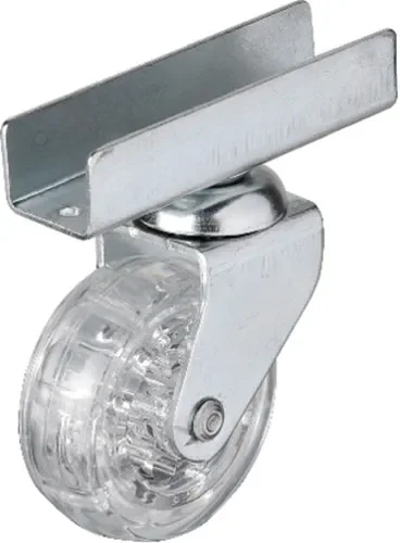 327 - 50x20 mm Şeffaf Makaralı Uzun U Tablalı Teker 4 Adet