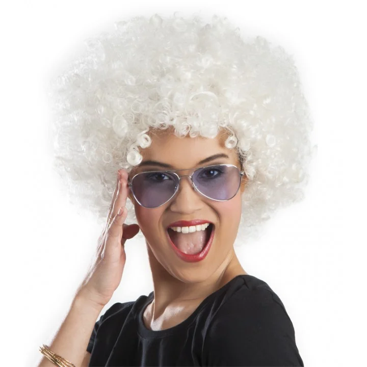 Beyaz Renk Kıvırcık Afro Bonus Peruk görsel 2