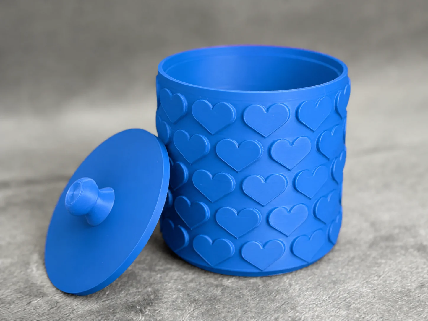 3D Baskı Kalp Desenli Kapaklı Saklama Kutusu - İki Renkli Organizer - Mavi