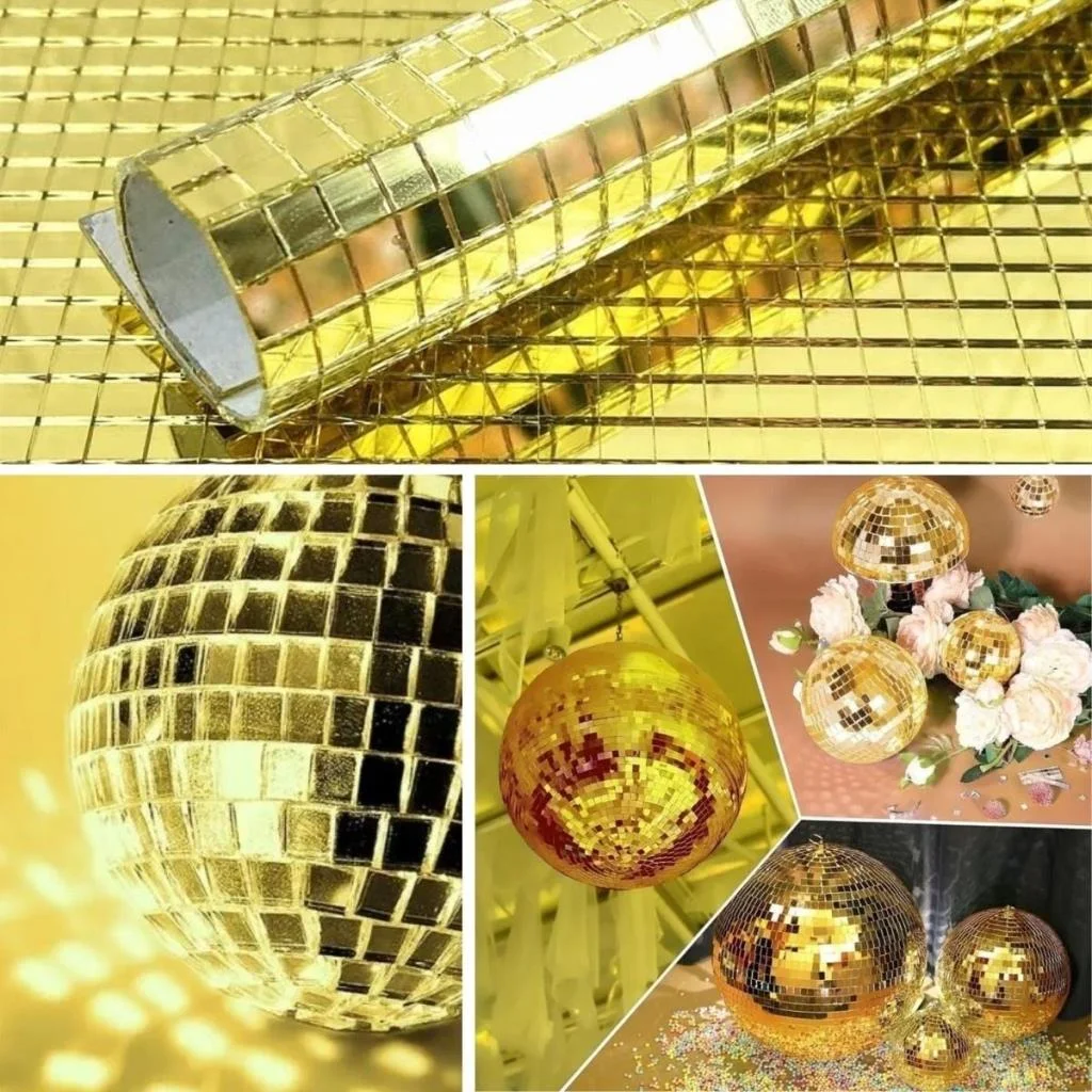 Kare Gold Cam Mozaik Fayans Çıkartmaları El İşi Kare Cam Fayans Kendinden Yapışkanlı Aynalı Dekor Panel 30x30 Cm görsel 5