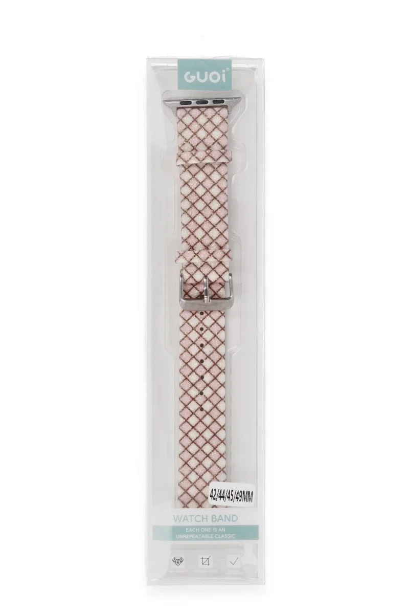 Apple Watch 38mm Karo Motif Kordon - Pembe görsel 2