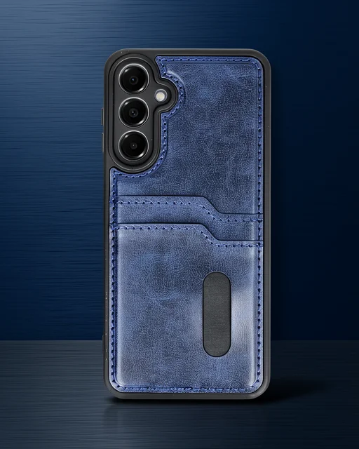Samsung Galaxy A26 Kılıf Sara Kartvizitli Deri Kılıf - Lacivert