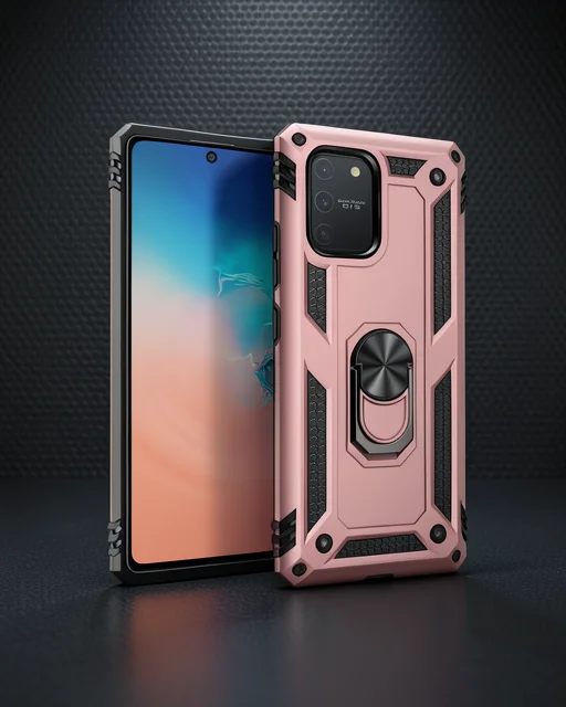 Samsung Galaxy A91 / S10 Lite Kılıf Sofya Yüzüklü Silikon Kapak - Rose