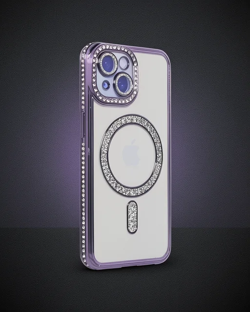 Apple İphone 13 Kılıf Joke Simli Magneticsafe Kılıf - Derin Mor