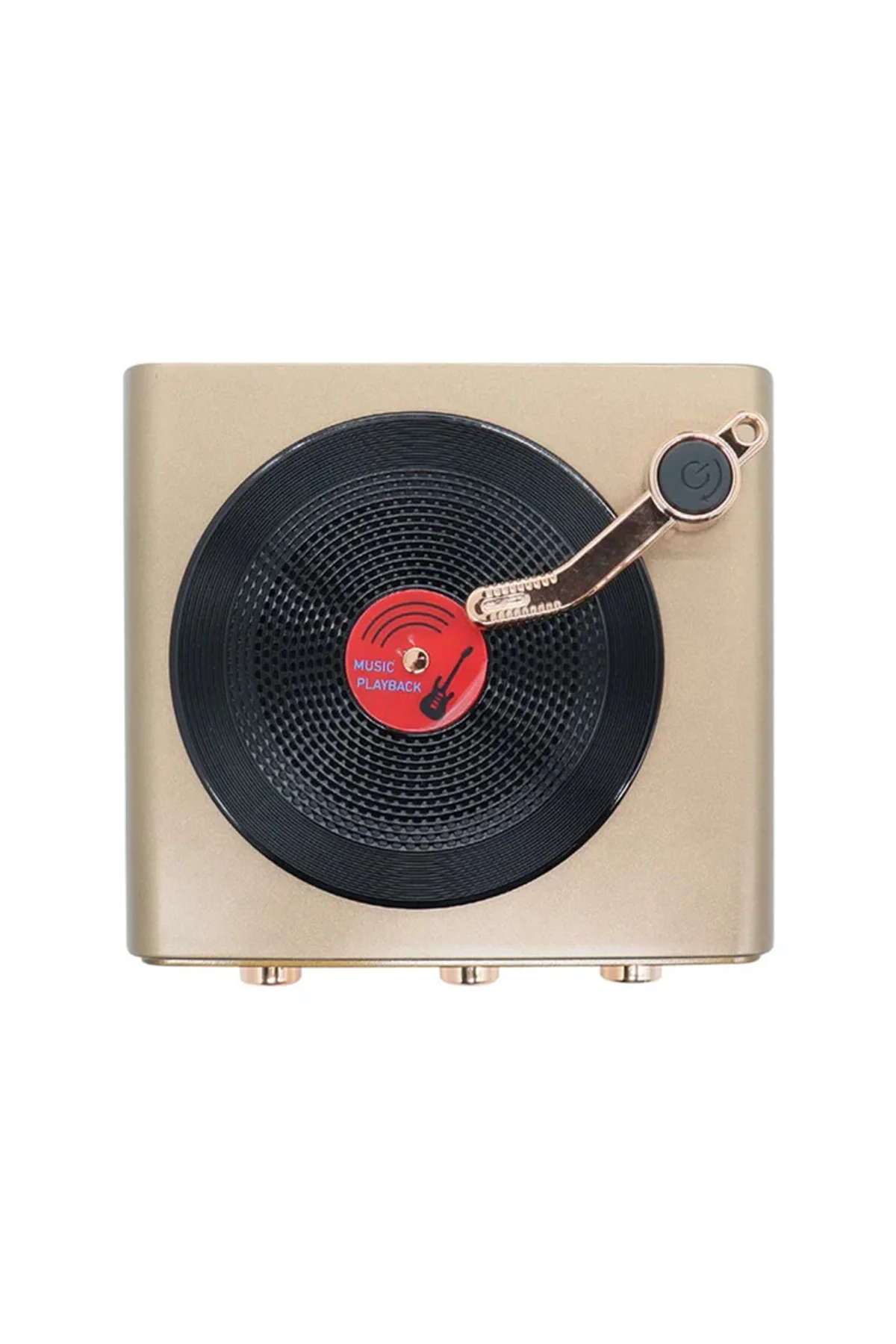 Metalik Nostaljik Tasarım Plak Çalar Görünümlü Radyolu Bluetooth Hoparlör Retro Müzik Plak görsel 4