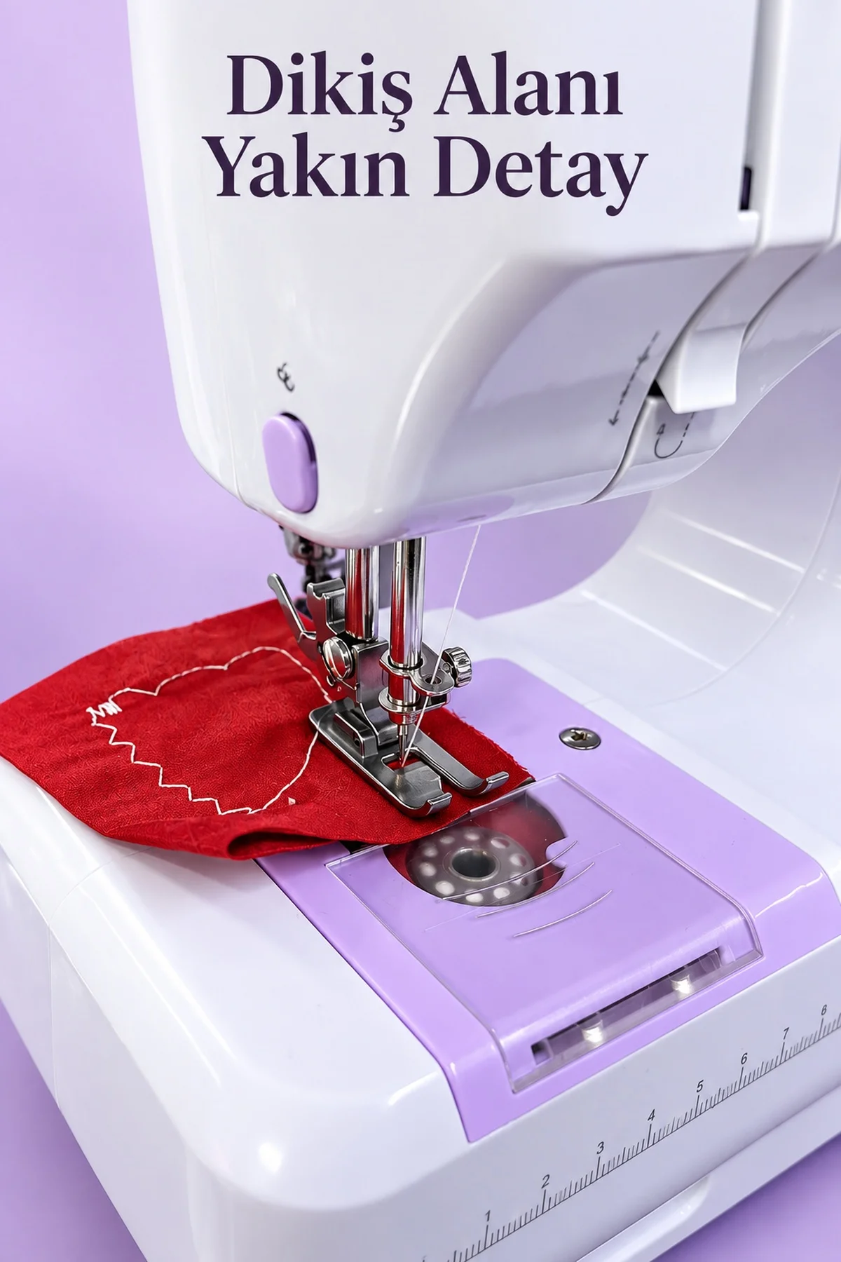 Ayak Pedallı Dikiş Makinesi Beyaz Lila Mini Tasarım görsel 5