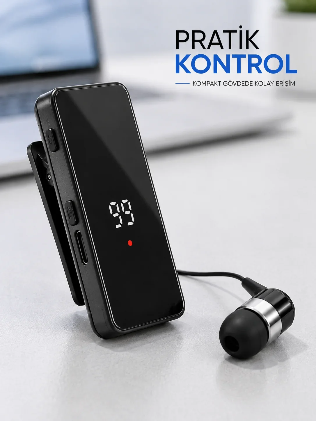 Tek Kulaklıklı Bluetooth Kulaklık Klipsli ni Taşınabilir Müzik ve Görüşme Cihazı görsel 3
