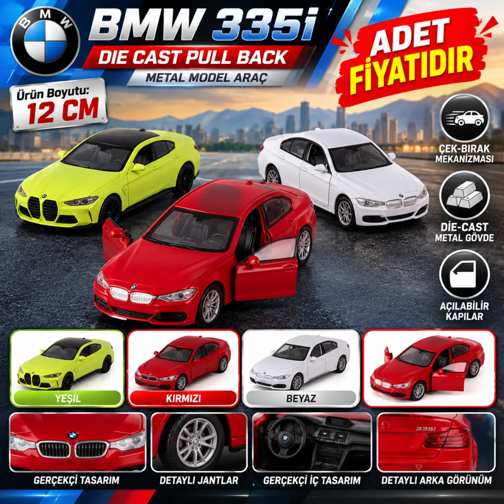43659 Die Cast Pull Back Bmw 335İ görsel 2