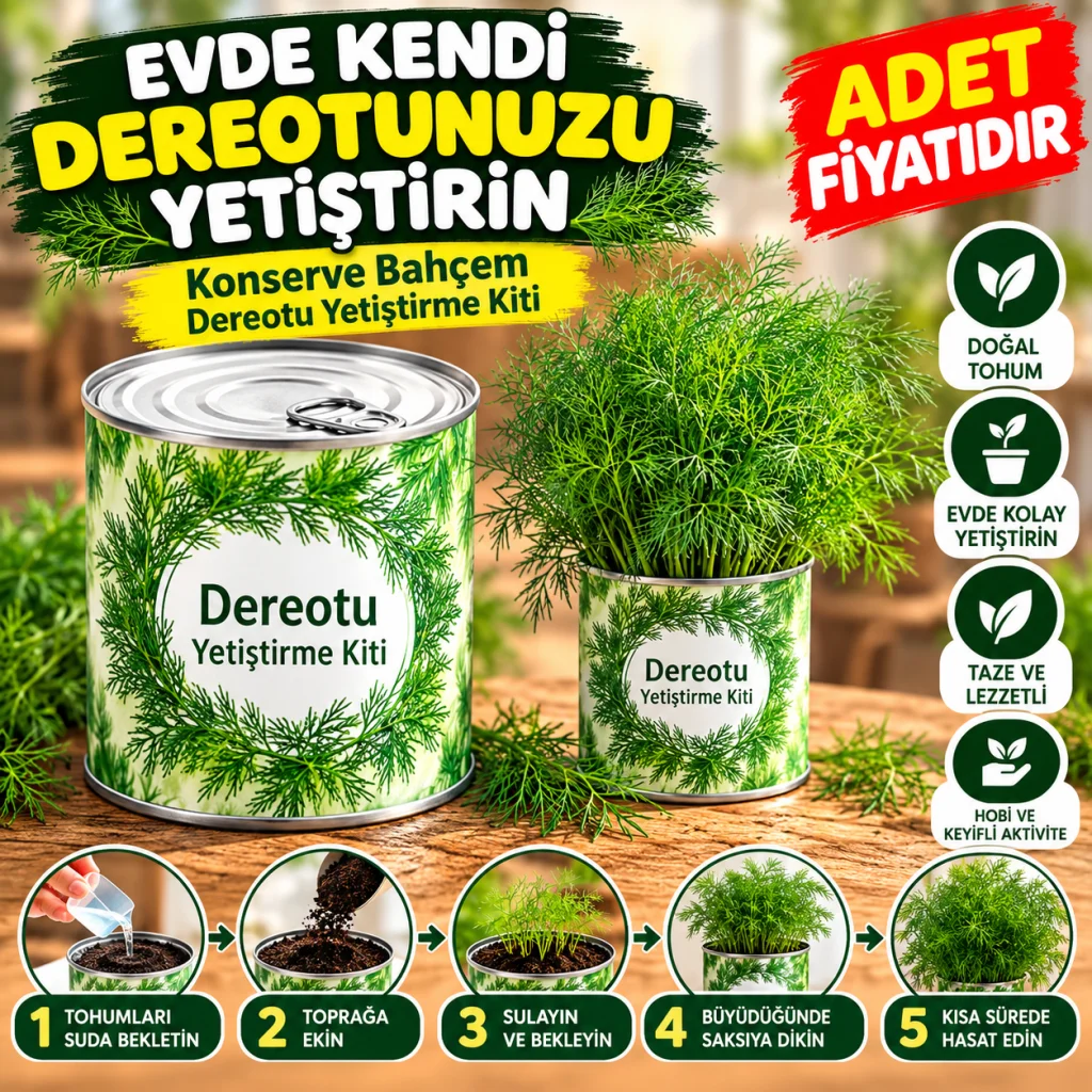 Evde Konservede Dereotu Yetiştirme Kiti Aparatı (adet fiyatıdır)