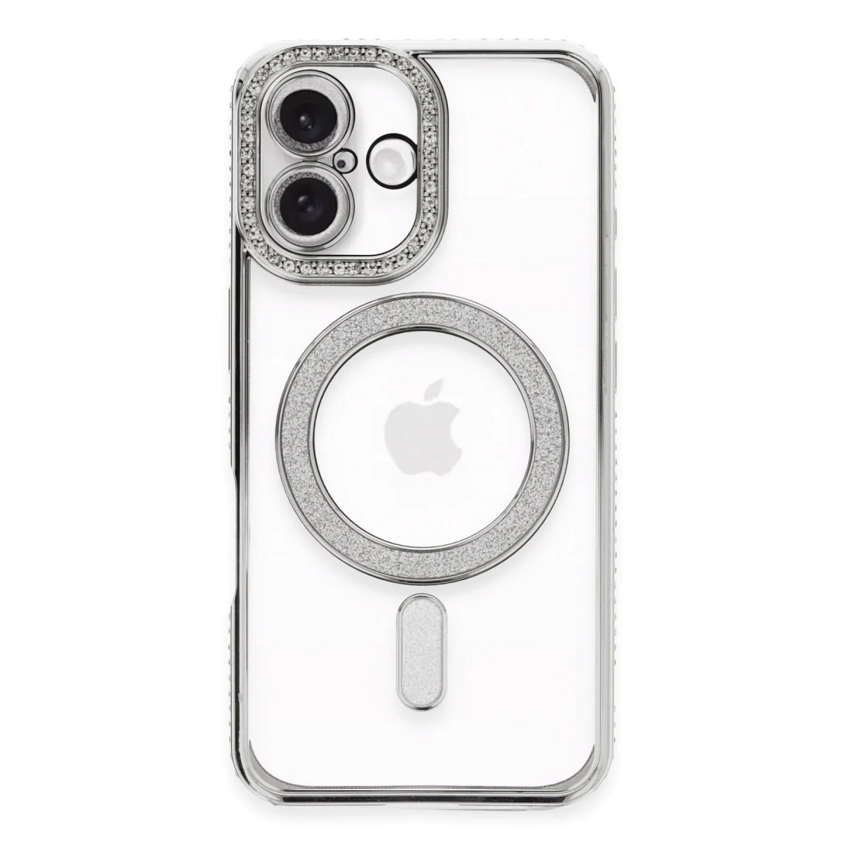 Apple İphone 16 Kılıf Joke Simli Magneticsafe Kılıf - Gümüş görsel 2