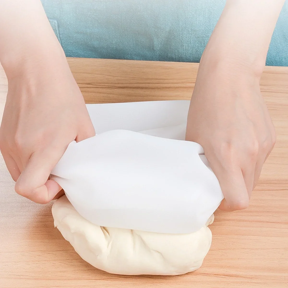 Hamur Torbası 2 li Set Orta ve Büyük Hamur Silikon Şeffaf Yoğurma Torbası Ekmek Makarna Mant görsel 6