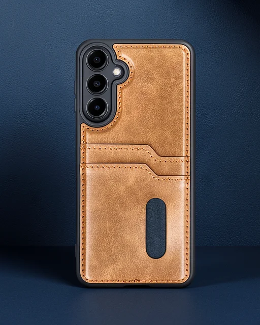 Samsung Galaxy A35 5g Kılıf Sara Kartvizitli Deri Kılıf - Taba