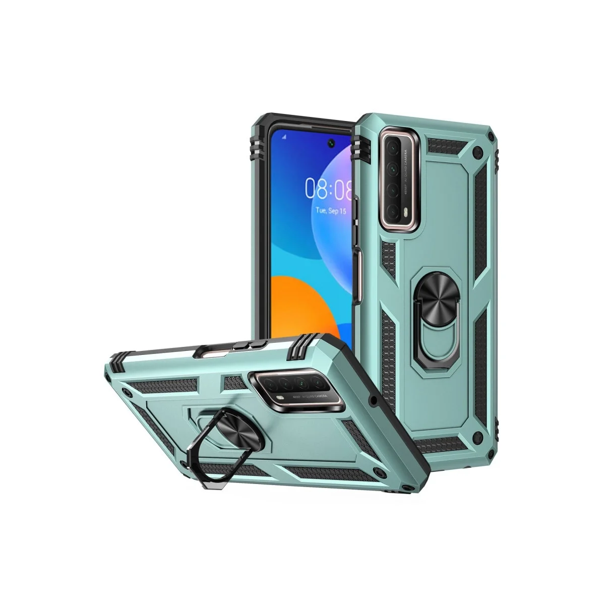 Huawei P Smart 2021 Kılıf Sofya Yüzüklü Silikon Kapak - Yeşil görsel 2