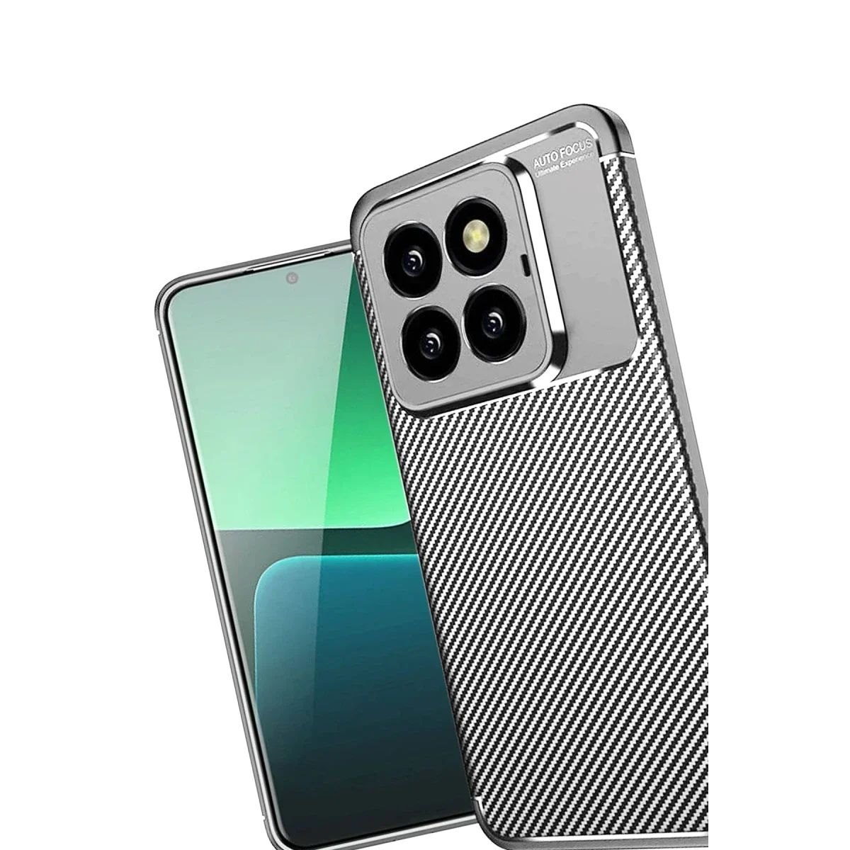 Xiaomi Mi 14T Pro Kılıf Auto Focus Karbon Kapak - Gri görsel 3
