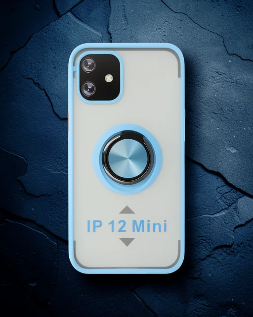 Apple İphone 12 Mini Kılıf Montreal Yüzüklü Silikon Kapak - Buz Mavi