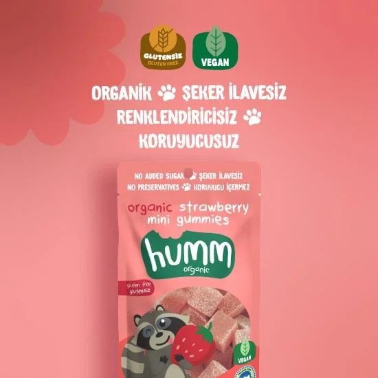 Organik Çilekli Glutensiz Vegan Mini Küpler 30 Gr görsel 2