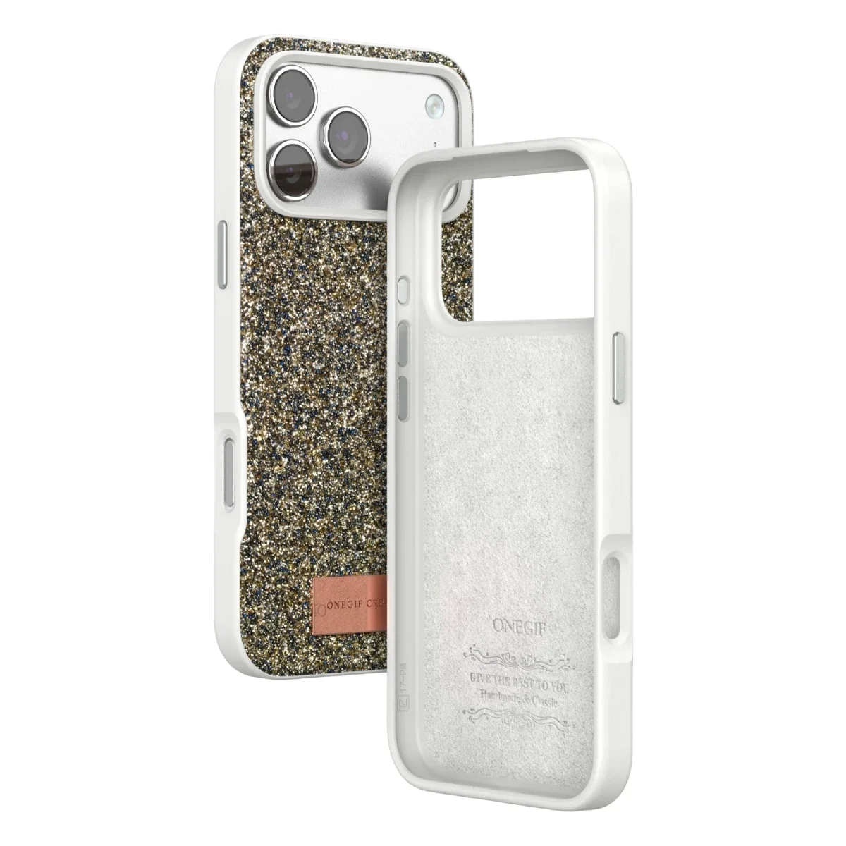 Onegif Apple iPhone 17 Pro Max Bright Simli Kapak - Çöl Titanyum görsel 3