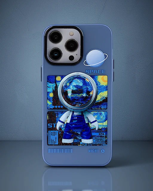 Apple İphone 14 Pro Kılıf Prada Desenli Kapak - Prada Mavi - 1
