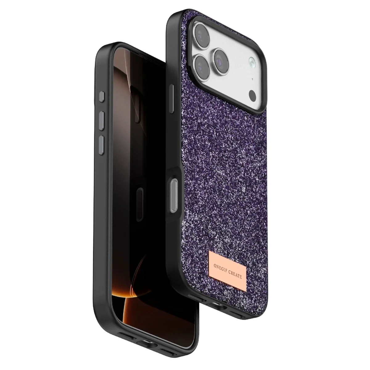 Onegif Apple iPhone 17 Pro Max Bright Simli Kapak - Derin Mor