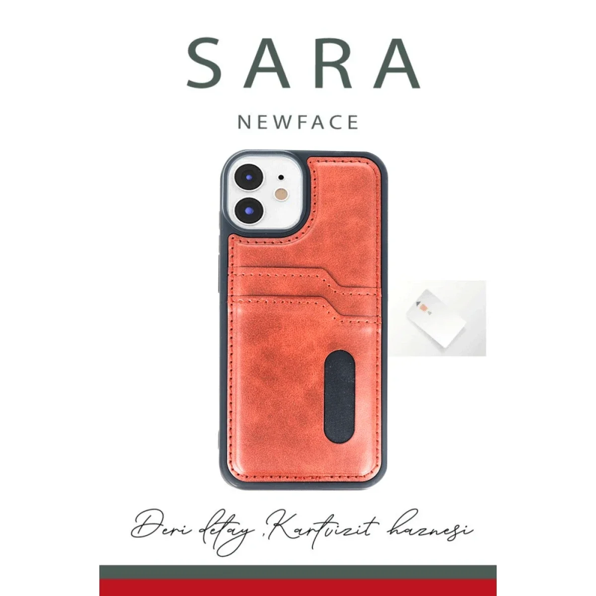 Apple iPhone 11 Kılıf Sara Kartvizitli Deri Kılıf - Lacivert görsel 3