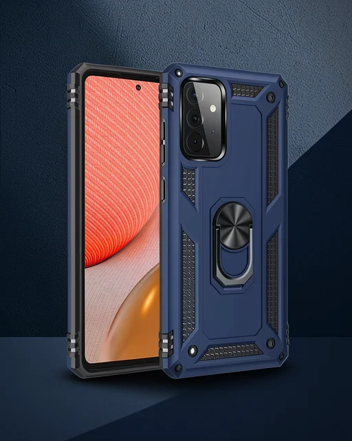 Samsung Galaxy A72 Kılıf Sofya Yüzüklü Silikon Kapak - Lacivert