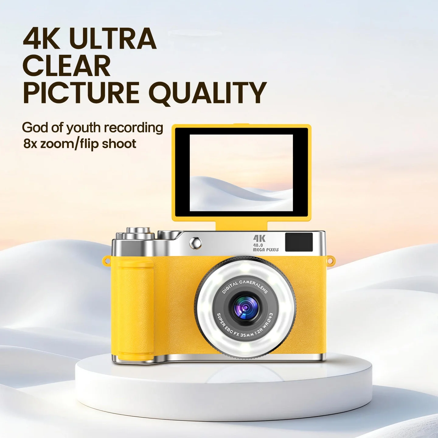 4K Çantalı Dijital Retro Video Kamera 48MP 16X Zoom Işıklı (32GB) Kart Dijital Fotoğraf Makinesi siyah görsel 5