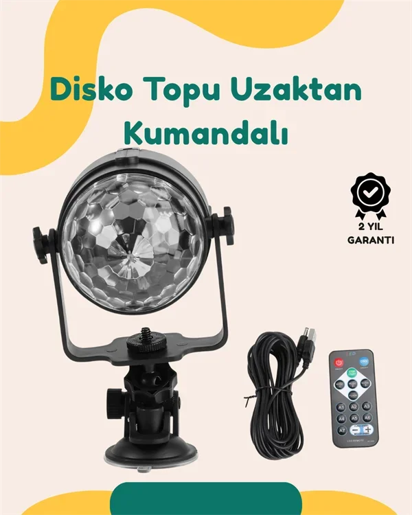 Müzik Ritne Uyumlu 7 Modlu Renkli Disko Topu Işığı