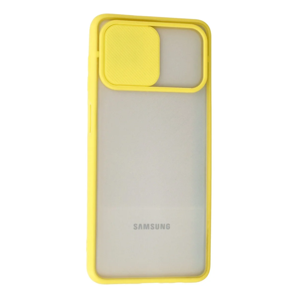 Samsung Galaxy A12 Kılıf Palm Buzlu Kamera Sürgülü Silikon - Sarı görsel 3
