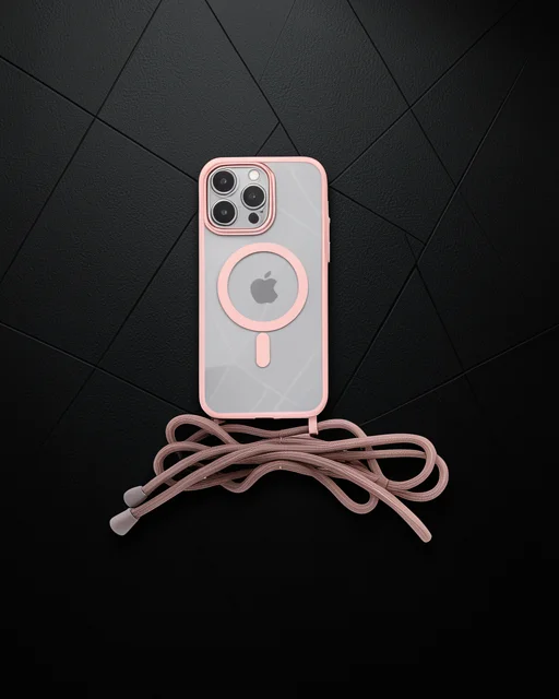 Apple İphone 12 Pro Kılıf Divo Lazer Askılı Magsafe Kapak - Pembe