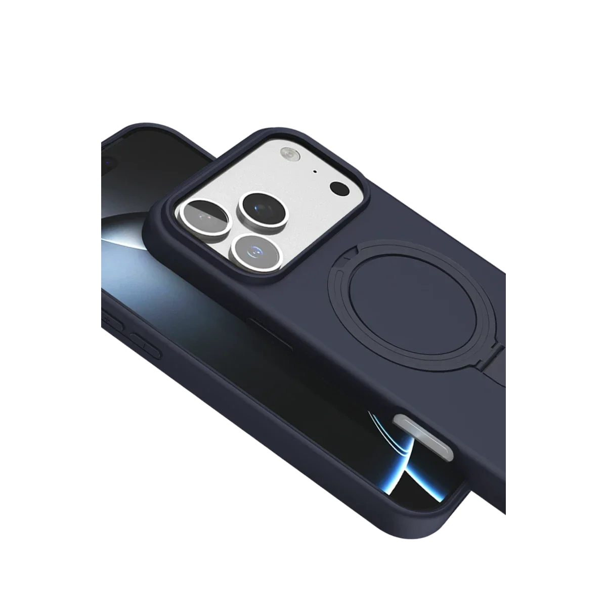Apple iPhone 17 Pro Regal Magsafe Standlı Kapak - Lacivert görsel 5