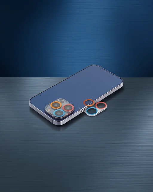 Apple İphone 12 Pro Renkli Kamera Lens Koruma Cam - Pembe-mavi