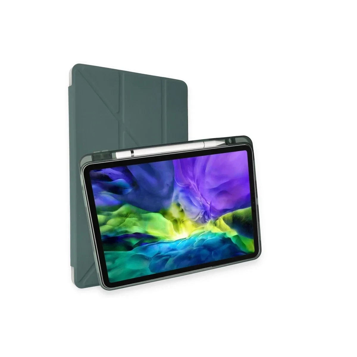Apple iPad Pro 11 (2018) Kılıf Kalemlikli Mars Tablet Kılıfı - Koyu Yeşil