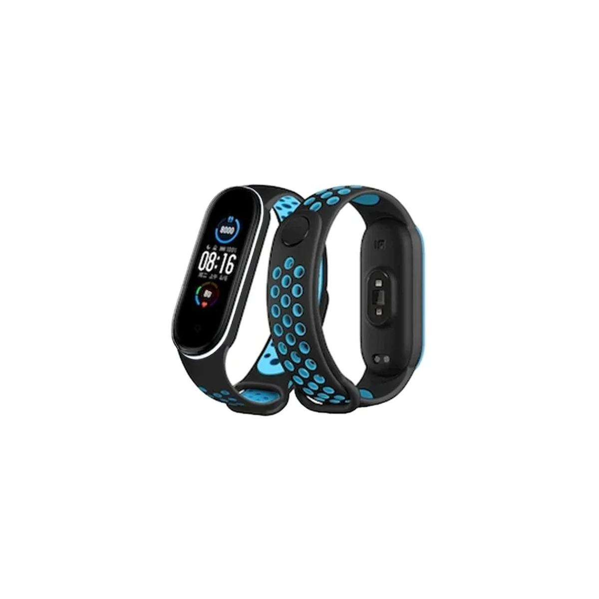 Xiaomi Mi Band 4 Spor Delikli Kordon - Siyah-Turkuaz